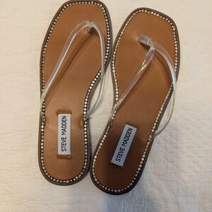 Steve Madden Nadia Rhinestone Trim Flip Flops